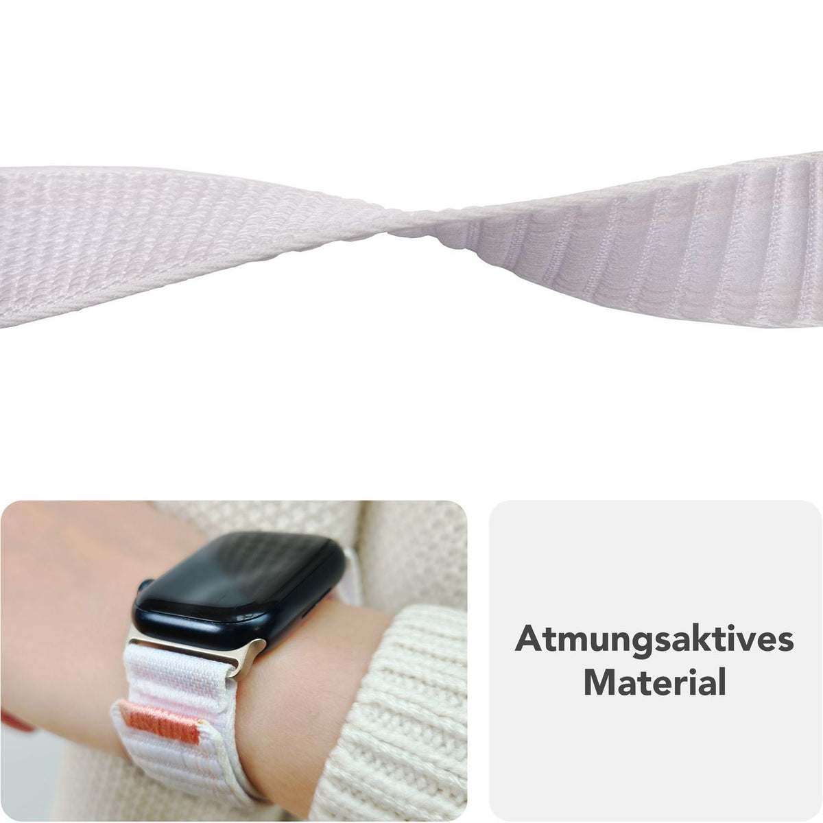 NALIA Evolv Nylon Armband kompatibel mit Apple Watch Armband iWatch Series SE/10/9/8/7/6/5/4/3/2/1, 38/40/41/42mm, Gewebtes Stoffband Elastisch Uhrenband mit Klettverschluss