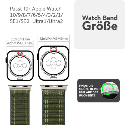 NALIA Evolv Nylon Armband kompatibel mit Apple Watch Armband iWatch Series SE/10/9/8/7/6/5/4/3/2/1, 38/40/41/42mm, Gewebtes Stoffband Elastisch Uhrenband mit Klettverschluss