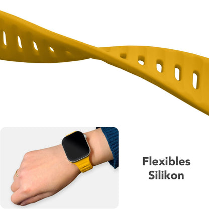 NALIA Motion Silikon Armband kompatibel mit Apple Watch Armband iWatch Series SE/10/9/8/7/6/5/4/3/2/1, 38/40/41/42mm, Ersatzarmband Soft Sportarmband mit Steck-Pin Verschluss