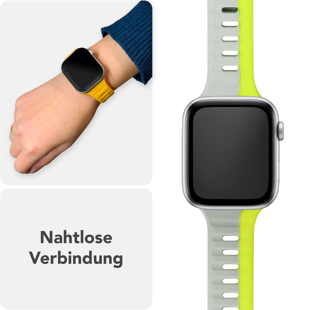 NALIA Motion Silikon Armband kompatibel mit Apple Watch Armband iWatch Series SE/10/9/8/7/6/5/4/3/2/1, 38/40/41/42mm, Ersatzarmband Soft Sportarmband mit Steck-Pin Verschluss