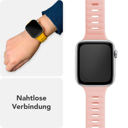 NALIA Motion Silikon Armband kompatibel mit Apple Watch Armband iWatch Series SE/10/9/8/7/6/5/4/3/2/1, 38/40/41/42mm, Ersatzarmband Soft Sportarmband mit Steck-Pin Verschluss