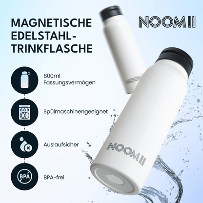 NooMii Edelstahl-Trinkflasche 800 ml – Magnetdeckel & Handyhalter