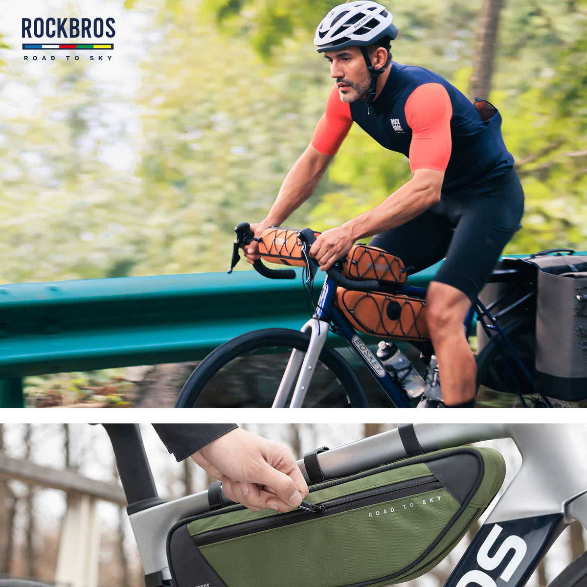 ROAD TO SKY Reflektierende Wasserdichte Fahrrad 2L Dreieckstasche