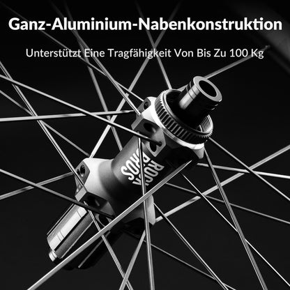 ROCKBROS 700C Carbon Laufradsatz 38mm Scheibenbremse Steckachse Laufrad Set für Rennrad