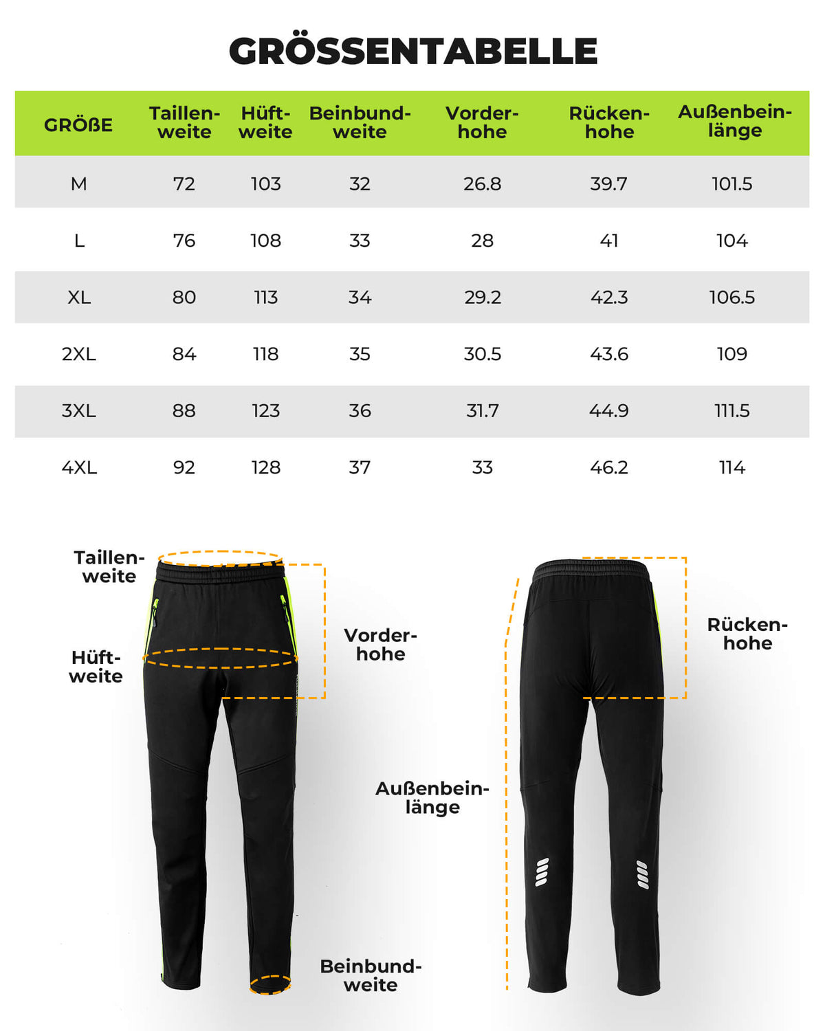 ROCKBROS Fahrrad Hose Wasserabweisend Radlerhose Leuchtendes Grün