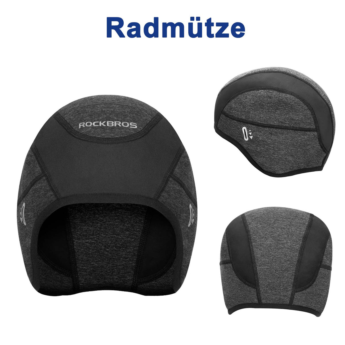ROCKBROS Fahrrad Mütze Wintermütze mit Brille-Loch Winddicht Helmmütze