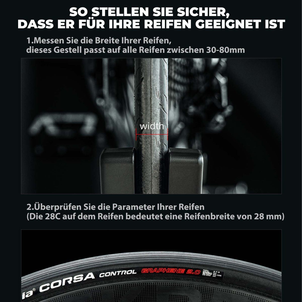ROCKBROS Fahrrad Parkständer, verstellbare Fahrradständer für 26–80 mm