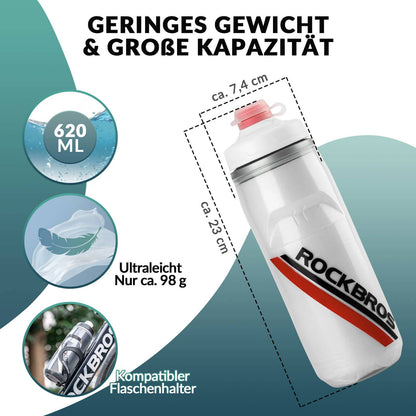 ROCKBROS Fahrradflasche 620 ml Sportflasche mit 5 Stunden Kühlhaltefunktion