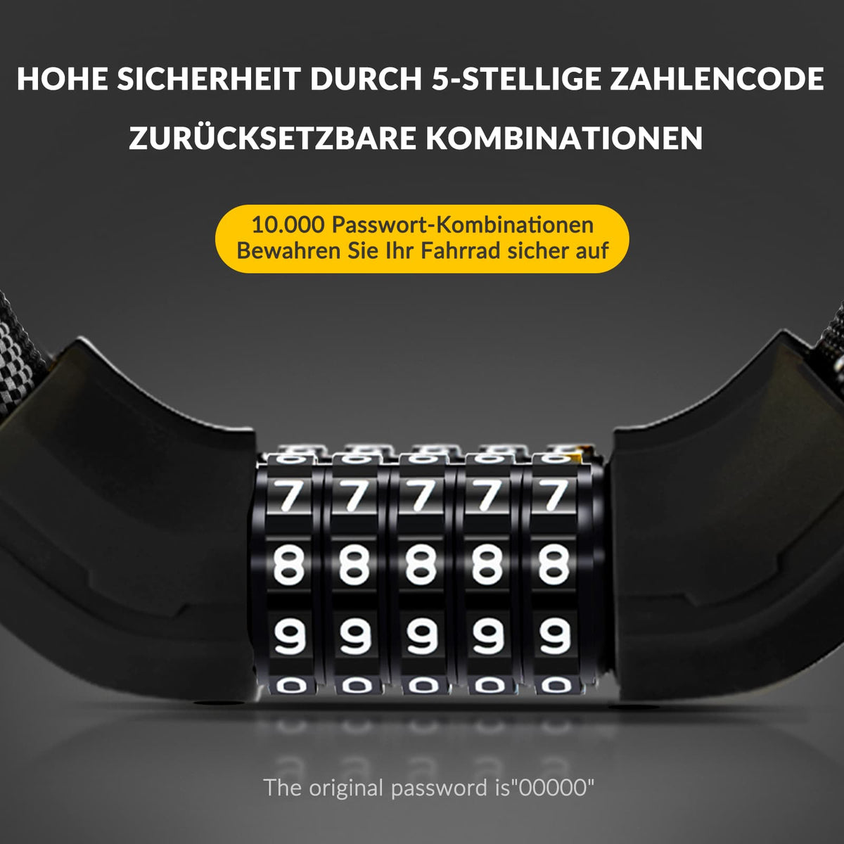 ROCKBROS Fahrradschloss Zahlenschloss 19mm Dickes