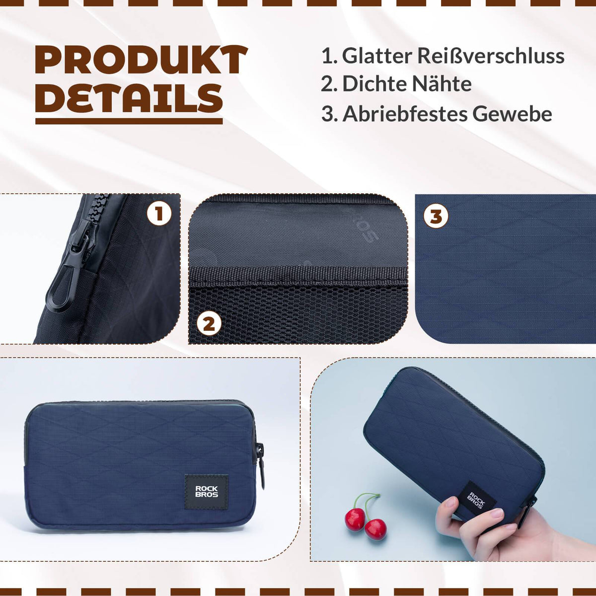 ROCKBROS Geldbörse Portemonnaie Geldbeutel Handytasche für Kreditkarte Schlüssel