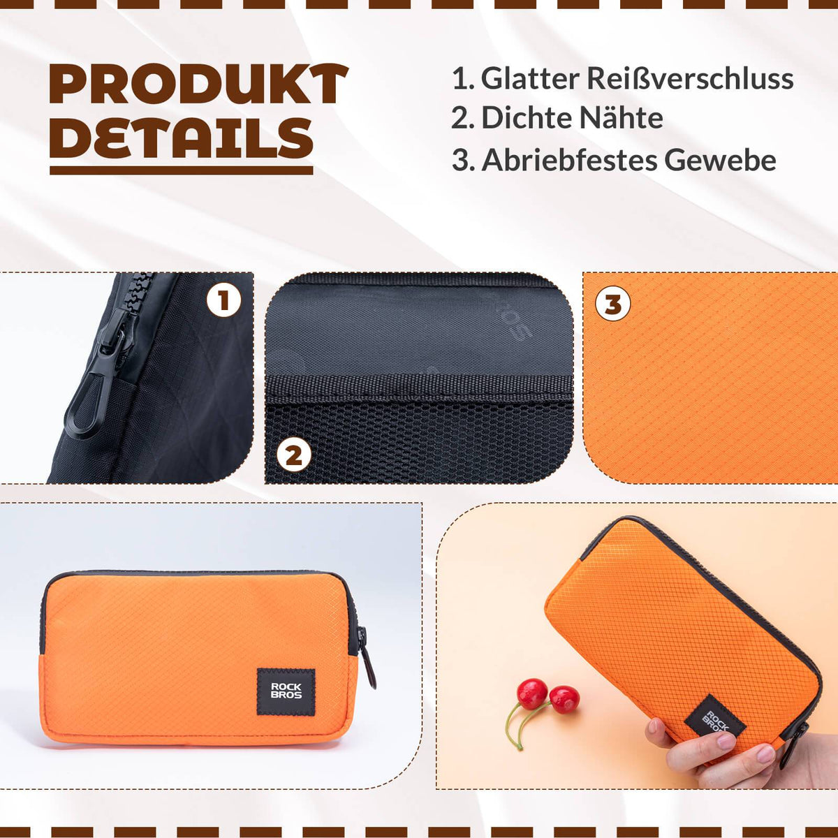 ROCKBROS Geldbörse Portemonnaie Geldbeutel Handytasche für Kreditkarte Schlüssel