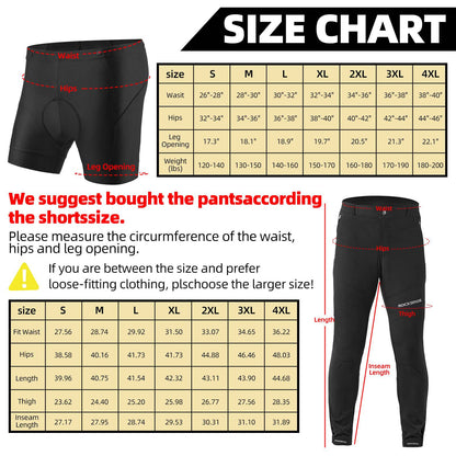 ROCKBROS Herren Radhose mit abnehmbarer gepolsterter