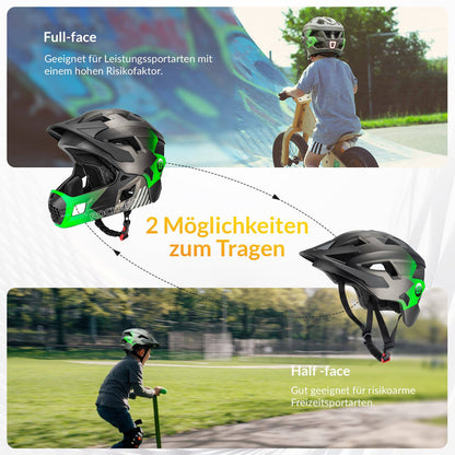 ROCKBROS Kinderhelm BMX MTB Helm mit Abnehmbarem Kinnschutz und Krempe