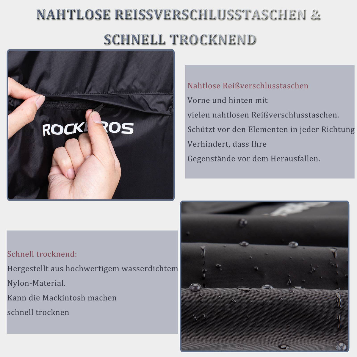 ROCKBROS Radsport Regenjacke Herren Wasserabweisend Leicht Fahrradjacke