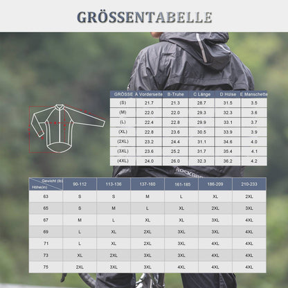 ROCKBROS Radsport Regenjacke Herren Wasserabweisend Leicht Fahrradjacke
