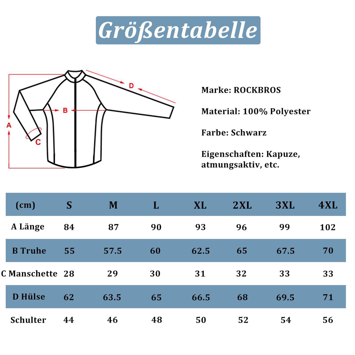 ROCKBROS Regenmantel Wasserdichter Regenponcho Verlängerte Regenjacke