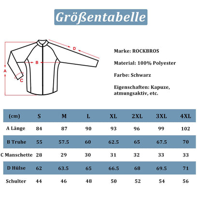 ROCKBROS Regenmantel Wasserdichter Regenponcho Verlängerte Regenjacke