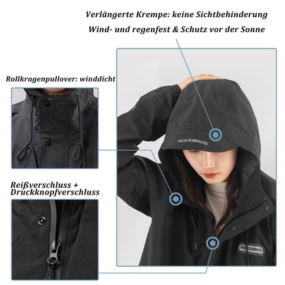 ROCKBROS Regenmantel Wasserdichter Regenponcho Verlängerte Regenjacke