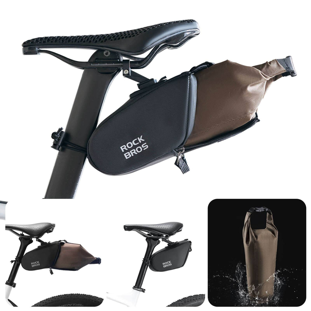 ROCKBROS Satteltasche Wasserdichte Fahrradtasche Erweiterbar mit Innentasche
