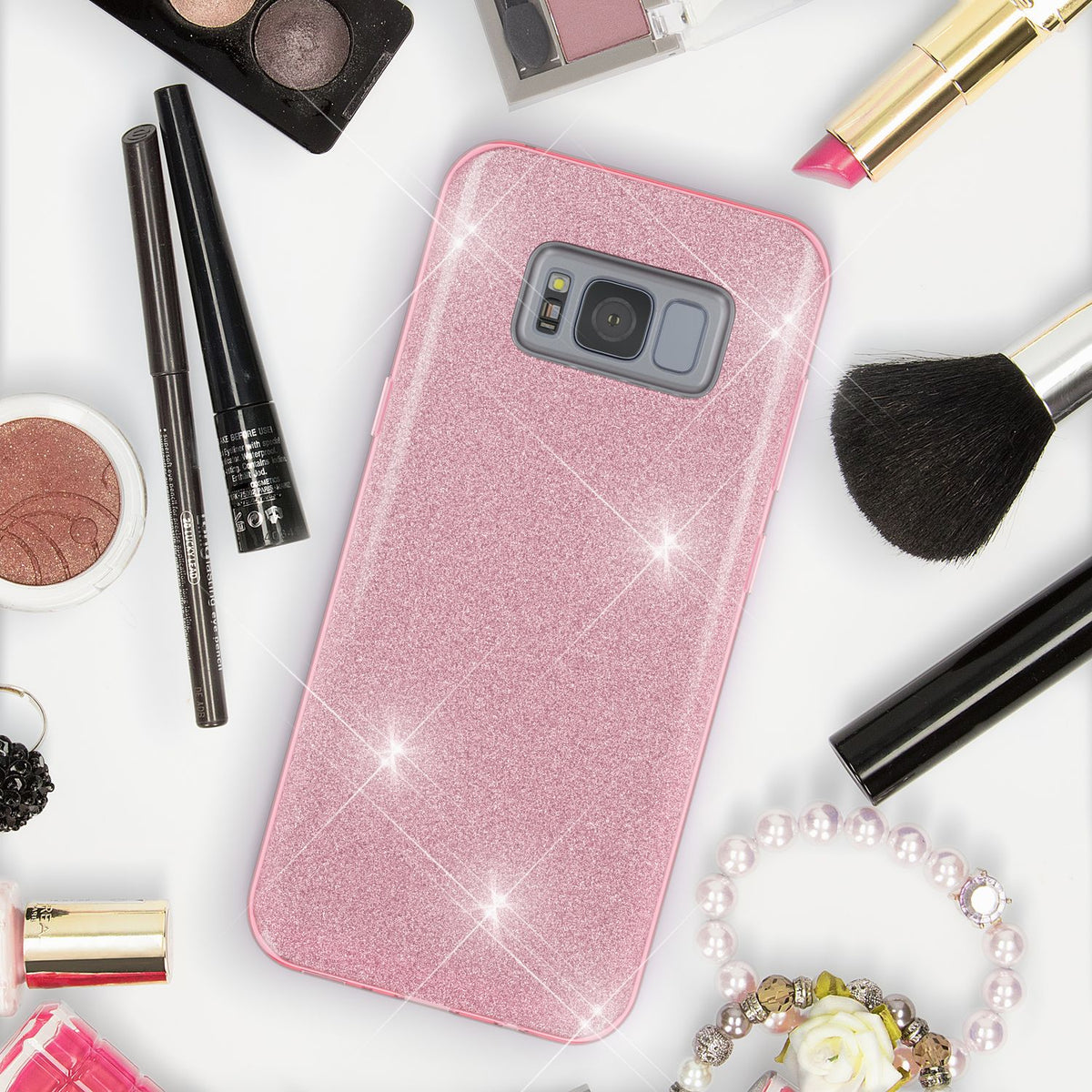 NALIA Glitzerhülle für Samsung Galaxy S8 – Funkelnder Glitzer-Look & Grip – SHINEPOP (Silikon Case) – Marke aus Berlin