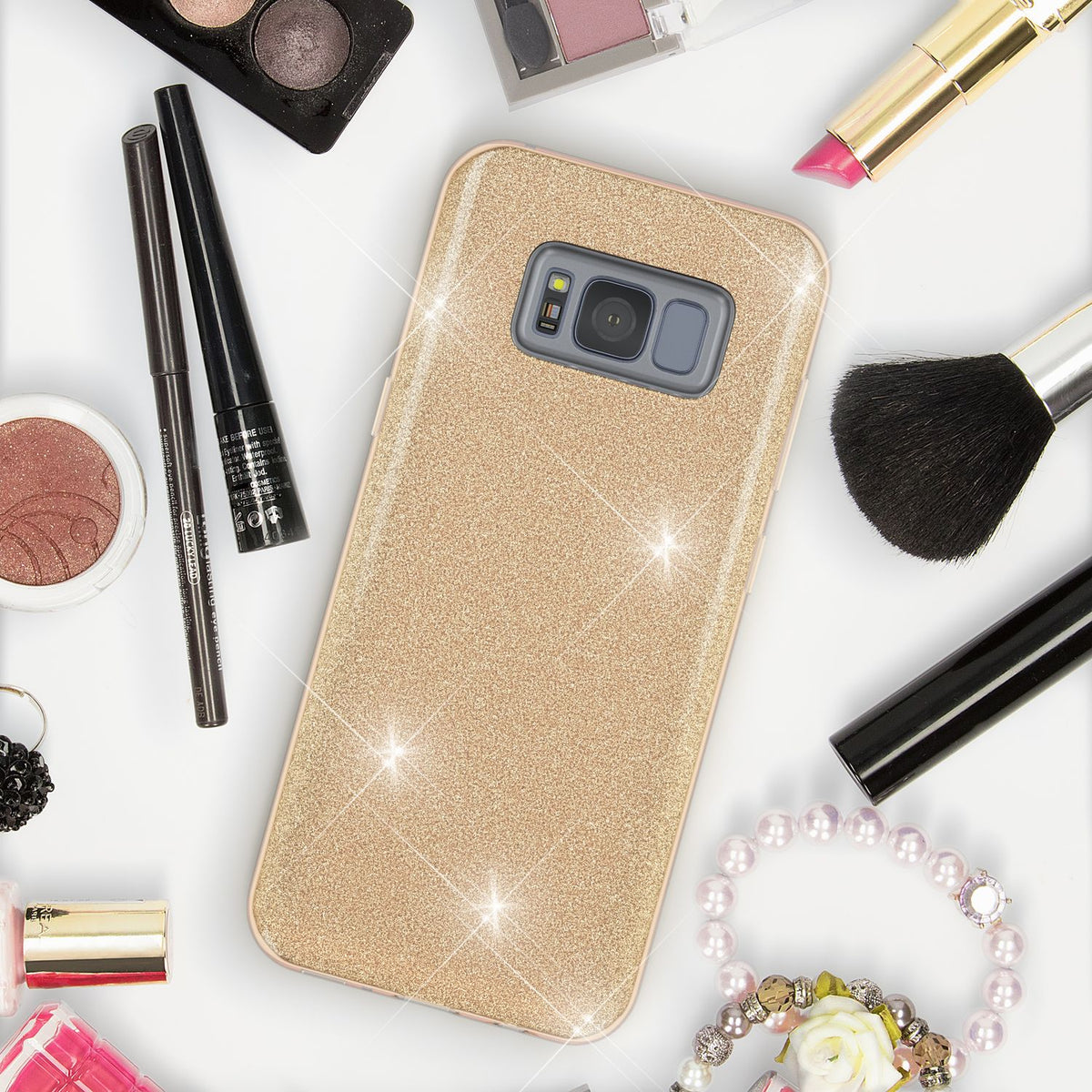 NALIA Glitzerhülle für Samsung Galaxy S8 – Funkelnder Glitzer-Look & Grip – SHINEPOP (Silikon Case) – Marke aus Berlin