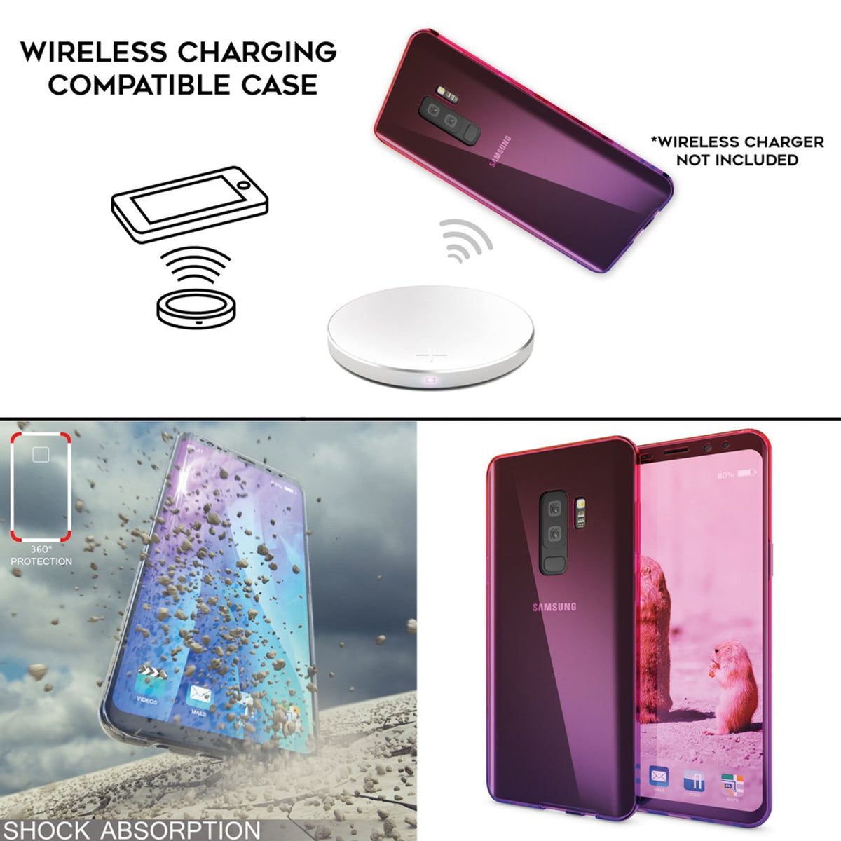 NALIA 360 Grad Handyhülle kompatibel mit Samsung Galaxy S9 Plus, Full Cover vorne hinten Doppel-Schutz Dünnes Ganzkörper Case Silikon Etui, Transparenter Displayschutz & Rückseite
