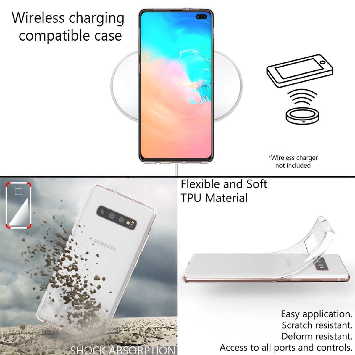NALIA Transparente Silikonhülle für Samsung Galaxy S10 Plus – Anti-Gelb & Rutschfest – GLAZE (Handyhülle Kristallklar, Schlank & Stoßfest) – Marke aus Berlin