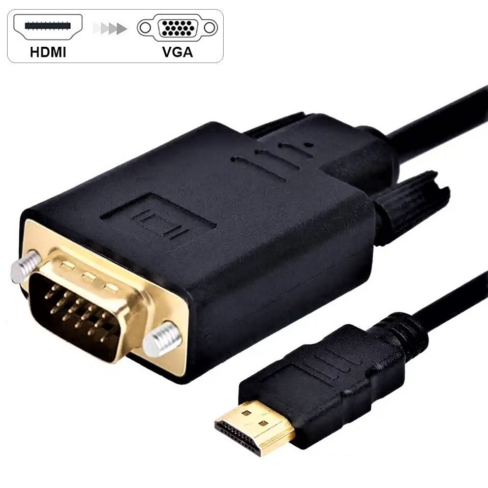 HDMI Male to VGA Male Cable Converter D-Sub 15-Pin Full HD 1080p 1.8m Gold Plated