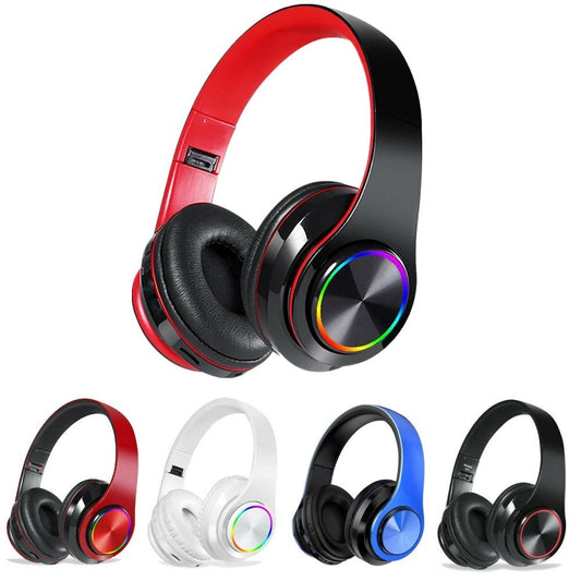 Over-Ear Headphones Bluetooth Wireless Foldable with LED Lights