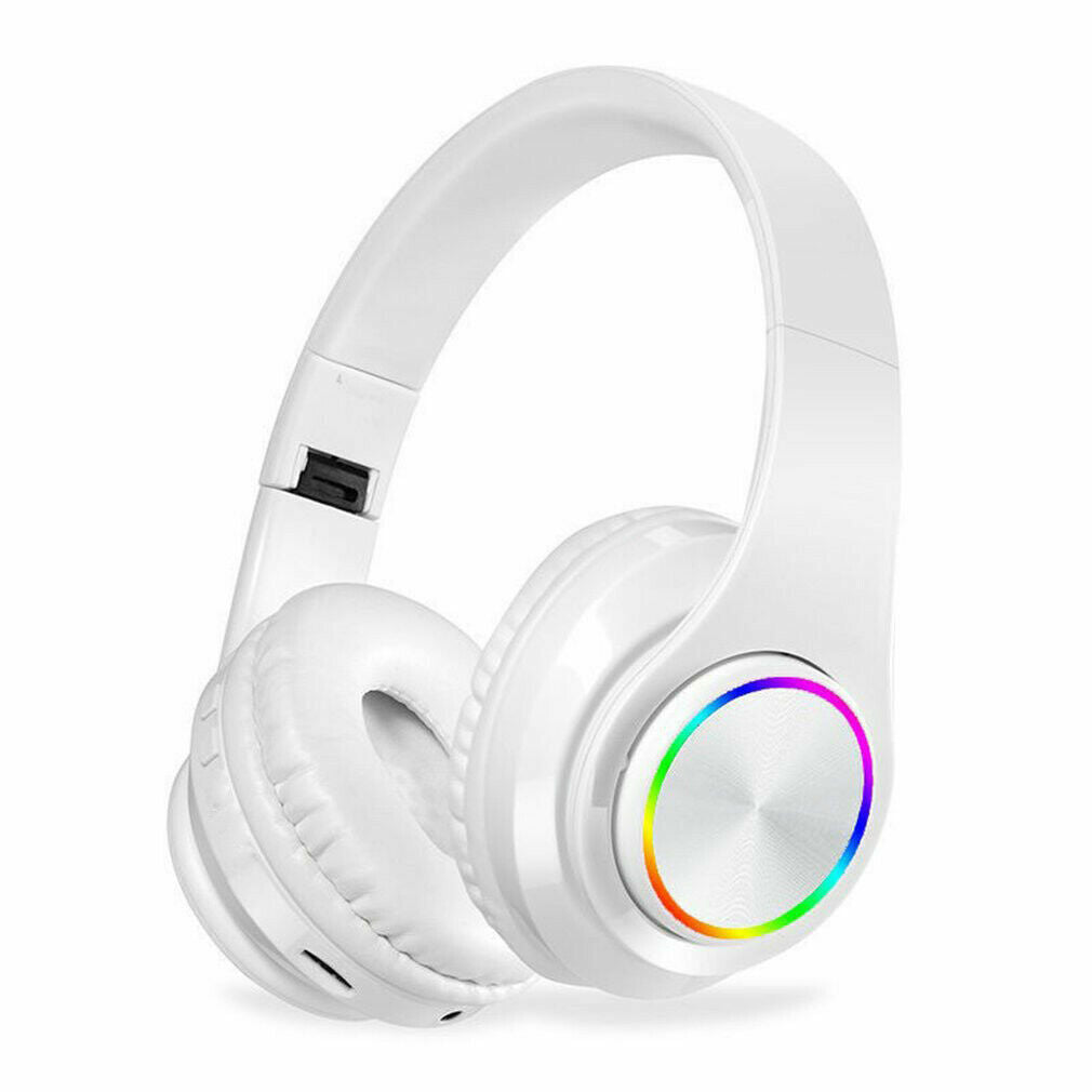 Over-Ear Headphones Bluetooth Wireless Foldable with LED Lights