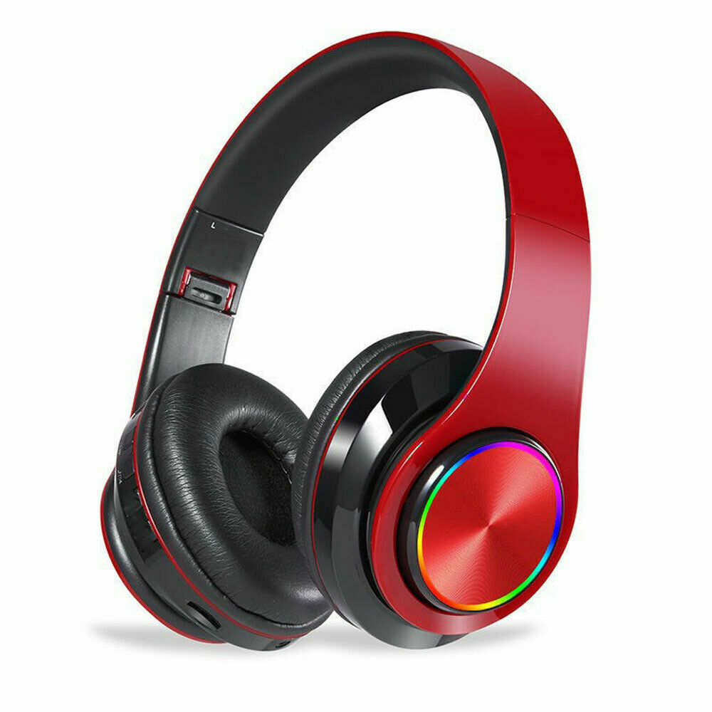 Over-Ear Headphones Bluetooth Wireless Foldable with LED Lights