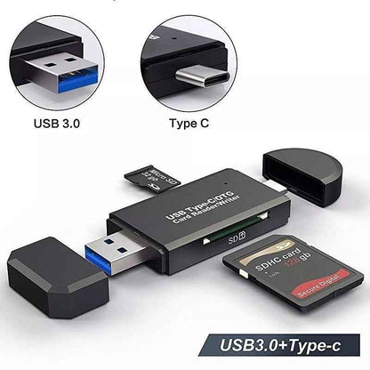 Kartenleser Kartenlesegerät Speicherkartenleser SD Card Reader USB 3.0 USB-C - DREIKS