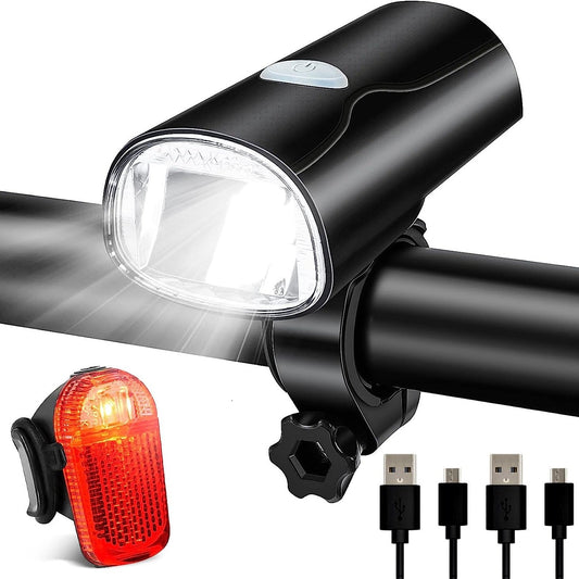 LED Bicycle Lights Set USB Rechargeable StVZO 30/15 Lux Synthetic Front Light