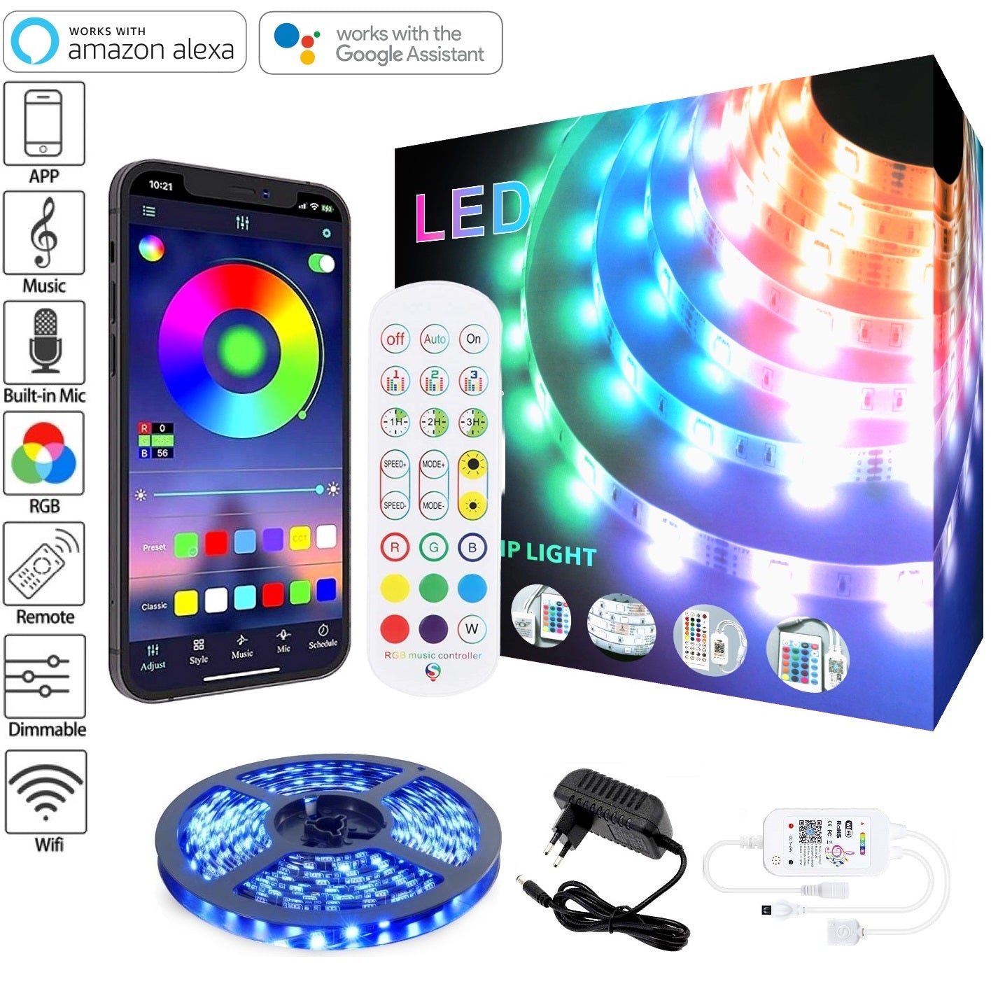 Smart LED Strip Lights App Music Alexa RGB