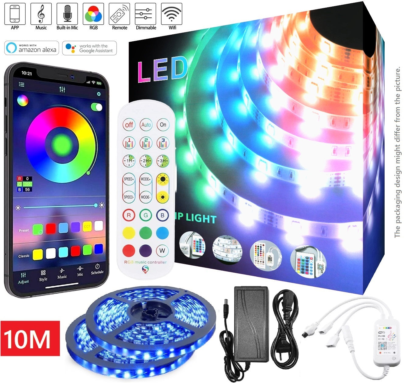 Intelligente LED-Streifenlichter App Musik Alexa RGB